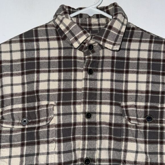 Mens Jachs Brown & Cream Buffalo Plaid Long Sleeve Button-Up Flannel Shirt - Picture 2 of 7
